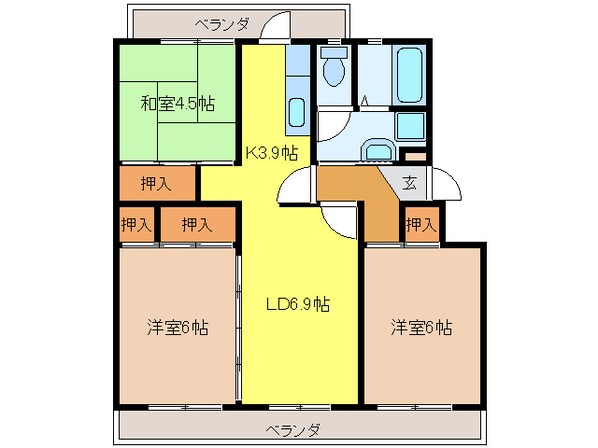 クロノスＸ佐世保黒髪 Ｂの物件間取画像